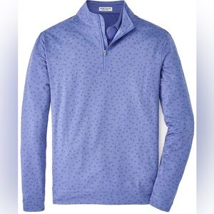 Peter Millar Crown Sport Perth Melange Carts Quarter Zip Pullover Navy Medium